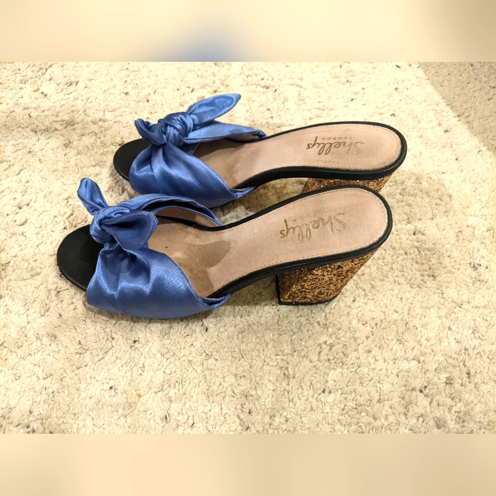 Glitter heel bow sandals
